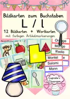 Vorschau - Präsentationen/Tafelbilder - Buchstabe L Einführung Bildkarten, Wortkarten, Alphabetisierung, DaZ, Deutsch - Deckblatt