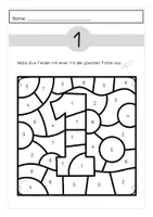 Vorschau - Arbeitsblätter - Suchsel zum Ausmalen Ziffer 1 - Deckblatt