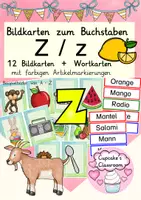 Vorschau - Präsentationen/Tafelbilder - Buchstabe Z Einführung Bildkarten, Wortkarten, Alphabetisierung, DaZ, Deutsch - Deckblatt