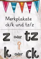 Vorschau - Poster - ck oder k , tz oder z - Merkplakate - Seite 1