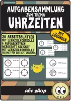 Vorschau - Arbeitsblätter - Uhrzeit: 26 ABs/Aufgaben (mit Lernzielkontrolle, Tafelmaterial etc.) - Deckblatt