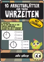 Vorschau - Arbeitsblätter - Uhrzeit: 10 Aufgaben mit Lösungen, 1. und 2. Klasse, volle Stunden - Deckblatt