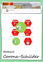 Vorschau - Bildkarten - Corona-Schilder im Werkraum - Deckblatt