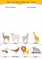 Vorschau - Arbeitsblätter - QUIZ: Farm or Zoo (Nutztiere or Zoo Tiere) Animal Sort Card. (animals pictures with names) - Seite 2
