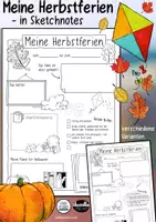 Vorschau - Arbeitsblätter - Meine Herbstferien - in Sketchnotes - Deckblatt
