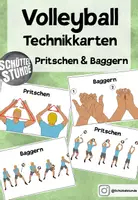Vorschau - Arbeitsblätter - Volleyball Bewegungskarten Pritschen & Baggern - Deckblatt