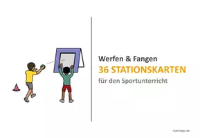 Vorschau - Stationenlernen - Werfen & Fangen: 36 Stationen für den Sportunterricht (Partner- & Einzel-Übungen) - Seite 1