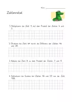 Vorschau - Arbeitsblätter - Zahlenrätsel ab Klasse 3 (2) Begriffe Summe, Differenz, Produkt und Quotient - Deckblatt