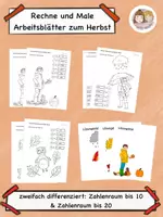 Vorschau - Arbeitsblätter - Rechne und Male Arbeitsblätter zum Herbst, Zahlenraum bis 10 und bis 20 - Deckblatt