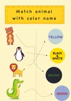 Vorschau - Arbeitsblätter - English worksheet: Match animal and color name clipart / Englisch: Tier und Farbname clipart - Deckblatt