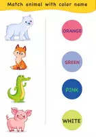 Vorschau - Arbeitsblätter - English worksheet: Match animal and color name clipart / Englisch: Tier und Farbname clipart - Seite 1