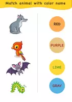 Vorschau - Arbeitsblätter - English worksheet: Match animal and color name clipart / Englisch: Tier und Farbname clipart - Seite 3