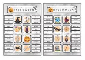 Vorschau - Stationenlernen - Halloween Klammerkarten - Englisch - Seite 1