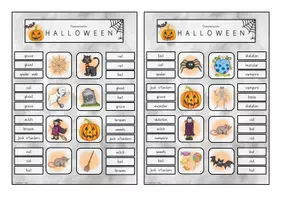 Vorschau - Stationenlernen - Halloween Klammerkarten - Englisch - Seite 3