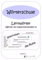 Vorschau - Arbeitsblätter - Wörterschule - Lernwörter mit silbentrennenden-h - Deckblatt