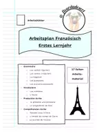 Vorschau - Arbeitsblätter - Arbeitsplan Französisch erstes Lernjahr - Deckblatt