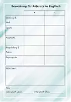Vorschau - Arbeitsblätter - Bewertungsraster für Englisch Referate - Seite 1