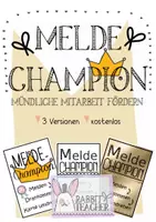 Vorschau - Aufgabenkarten - Meldechampion: Mündliche Mitarbeit fördern - Deckblatt
