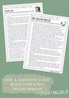 Vorschau - Arbeitsblätter - Sachwissen + Lückentext Brüder Grimm & Hans Christian Andersen - Deckblatt