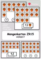 Vorschau - Arbeitsblätter - Menge 15 - HERBST - Klammerkarten - Kletten - Menge legen (TEACCH) - Deckblatt