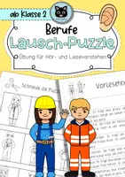 Vorschau - Mal- und Bastelvorlagen - Lausch-Puzzle | Berufe | zweifach differenziert - Deckblatt