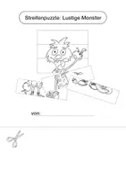Vorschau - Arbeitsblätter - Streifenpuzzle: Lustige Monster - Seite 2