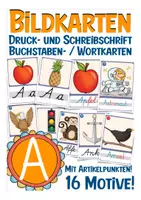 Vorschau - Stationenlernen - Buchstabe A - Bildkarten Einführung Druckschrift Schreibschrift - Deckblatt