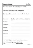 Vorschau - Arbeitsblätter - Grammatikübung - Genitivobjekt - Deckblatt