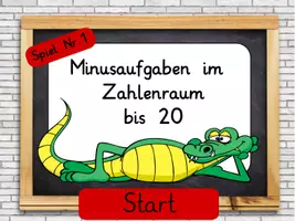 Vorschau - Spiele - Spiel 1: Minusaufgaben im Zahlenraum bis 20 - interaktives PDF-Spiel - ohne Zehnerübergang - Deckblatt