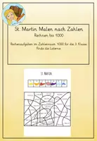 Vorschau - Arbeitsblätter - Laterne - St. Martin Malen nach Zahlen: Rechnen bis 1000 - Deckblatt