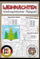 Vorschau - Arbeitsblätter - Weihnachtlicher Malspaß - (Artikel, Wortarten, Singular/Plural) DAZ - Deckblatt