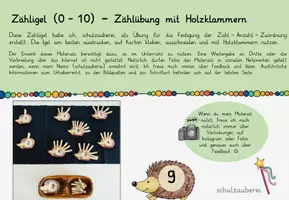 Vorschau - Stationenlernen - Zähligel zum Klammern - schulzauberei - Deckblatt