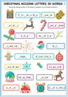 Vorschau - Arbeitsblätter - Missing letters in the word with Christmas / Weihnachten / New Year topics with clipart - Seite 2
