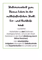 Vorschau - Arbeitsblätter - Stationenarbeit Geschichte Vor- und Nachteile des Lebens in der mittelalterlichen Stadt - Deckblatt