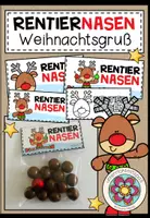 Vorschau - Mal- und Bastelvorlagen - Rentiernasen - Weihnachtsgruß (Bastelvorlage) - Deckblatt