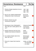 Vorschau - Test - Tests: Humanismus und Renaissance (mit Lösung) - Deckblatt