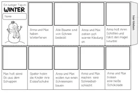 Vorschau - Mal- und Bastelvorlagen - Winter Deutsch, DaZ und DaF – Lesen und Leseverständnis | Faltheft Lesen und Kleben 2-fach differenziert - Seite 1