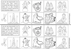 Vorschau - Mal- und Bastelvorlagen - Winter Deutsch, DaZ und DaF – Lesen und Leseverständnis | Faltheft Lesen und Kleben 2-fach differenziert - Seite 3