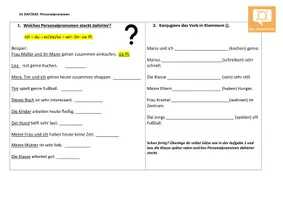 Vorschau - Arbeitsblätter - DaF/DaZ- A1- Personalpronomen erkennen und Verben konjugieren - Deckblatt
