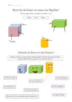 Vorschau - Arbeitsblätter - Materialpaket: geometrische Körper & ihre Flächen - Seite 1