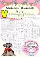 Vorschau - Arbeitsblätter - Arbeitsblätter Buchstabe V Druckschrift, Buchstabeneinführung, DaZ, Deutsch - Deckblatt