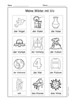 Vorschau - Arbeitsblätter - Arbeitsblätter Buchstabe V Druckschrift, Buchstabeneinführung, DaZ, Deutsch - Seite 1