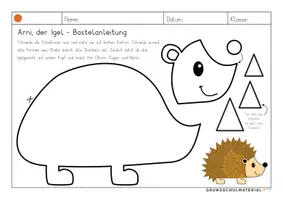 Vorschau - Mal- und Bastelvorlagen - Bastelanleitung Igel für den Hebst - Seite 1