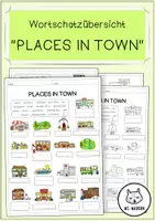 Vorschau - Arbeitsblätter - Wortschatzübersicht PLACES IN TOWN - Deckblatt