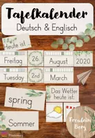 Vorschau - Poster - Kalender - Klassenkalender in Englisch & Deutsch (Eukalyptus) - Deckblatt