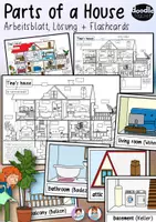 Vorschau - Arbeitsblätter - Parts of a House - Arbeitsblatt, Lösung und Flashcards - Deckblatt