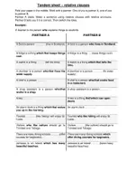 Vorschau - Arbeitsblätter - Tandembogen zu den relative clauses - Deckblatt