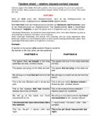 Vorschau - Arbeitsblätter - Tandembogen zu den relative clauses - Seite 1
