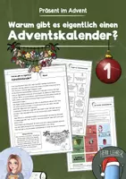 Vorschau - Arbeitsblätter - Präsent im Advent - Warum gibt es eigentlich Adventskalender (Lesetext, Arbeitsblatt, Bastelvorlage) - Deckblatt