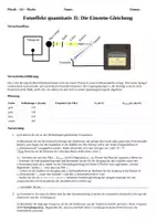 Vorschau - Arbeitsblätter - Fotoeffekt: Einstein-Gleichung und h-Bestimmung (Fotozelle, Austrittsarbeit, Grenzfrequenz, Wirkungsquantum, +Lösung) - Seite 1